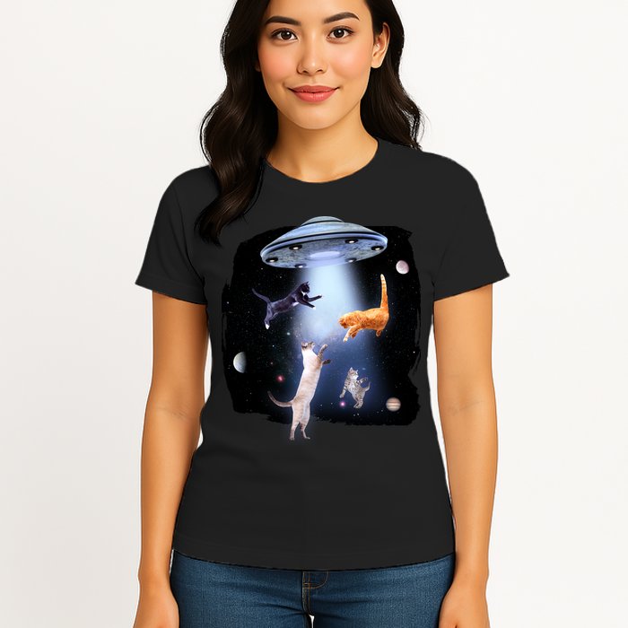 Space Cats UFO Womens T-Shirt