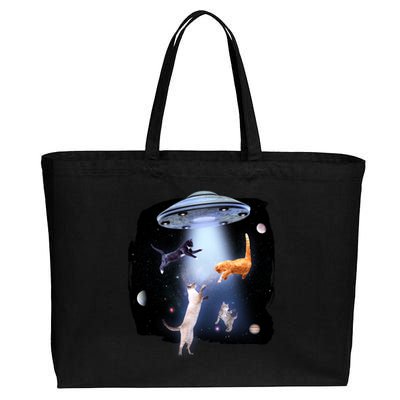 Space Cats UFO Cotton Canvas Jumbo Tote