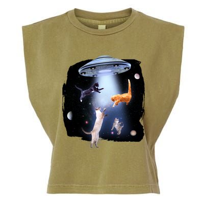 Space Cats UFO Garment-Dyed Women's Muscle Tee