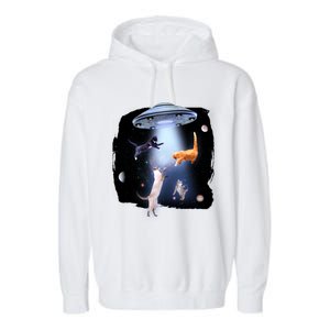 Space Cats UFO Garment-Dyed Fleece Hoodie