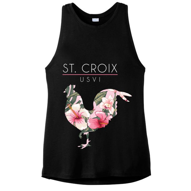St Croix Usvi Flower Hibiscus Chicken Lover Souvenir Gift Ladies PosiCharge Tri-Blend Wicking Tank
