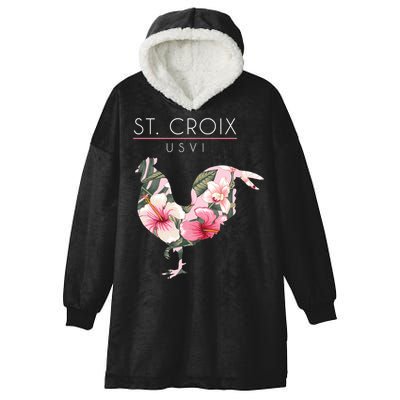St Croix Usvi Flower Hibiscus Chicken Lover Souvenir Gift Hooded Wearable Blanket