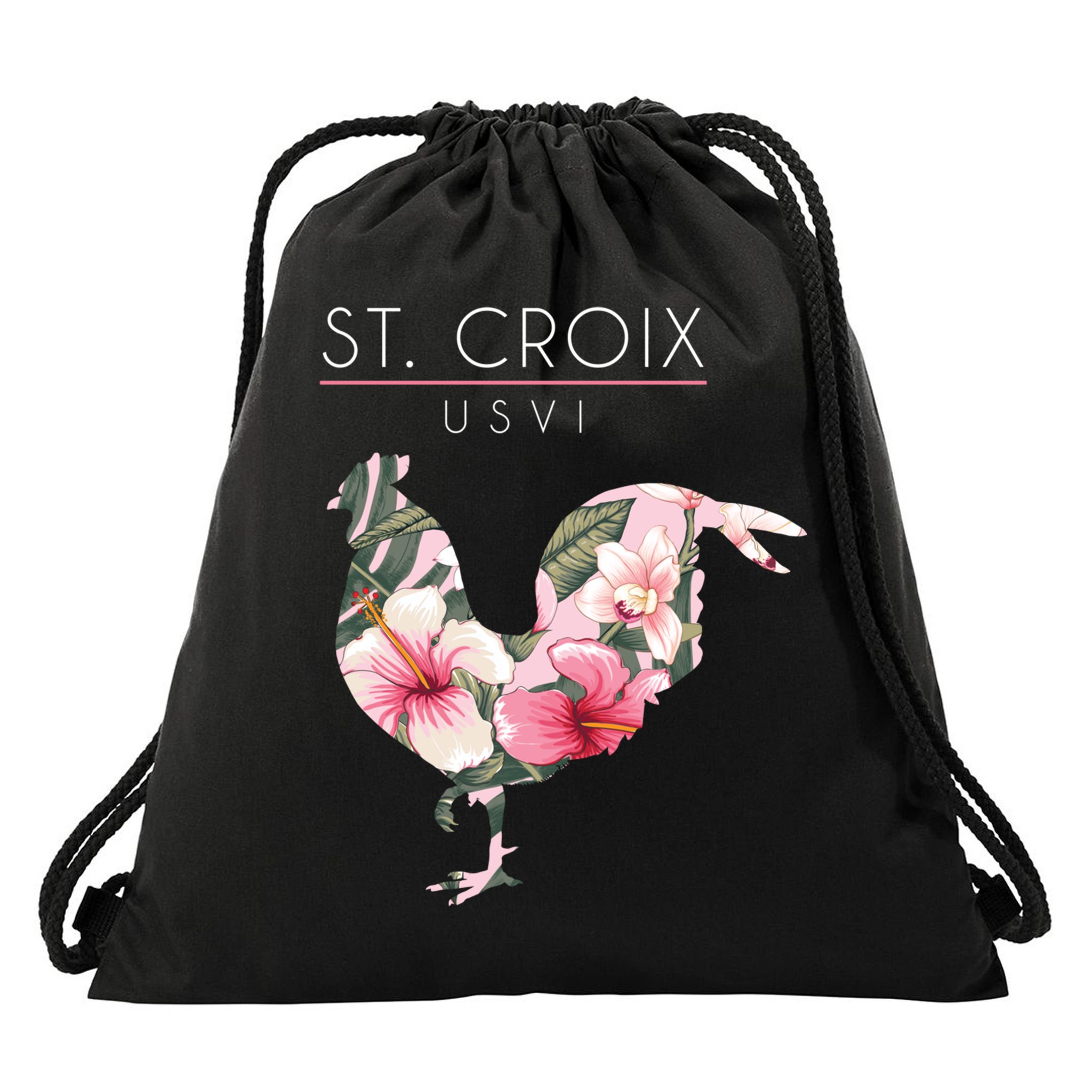 St Croix Usvi Flower Hibiscus Chicken Lover Souvenir Gift Drawstring Bag