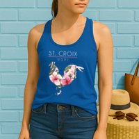 St Croix Usvi Flower Hibiscus Chicken Lover Souvenir Gift Womens Tank Top