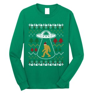 Santa Claus Ufo Alien Bigfoot Ugly Sweater Long Sleeve Shirt