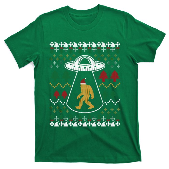 Santa Claus Ufo Alien Bigfoot Ugly Sweater T-Shirt