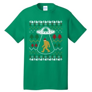 Santa Claus Ufo Alien Bigfoot Ugly Sweater Tall T-Shirt