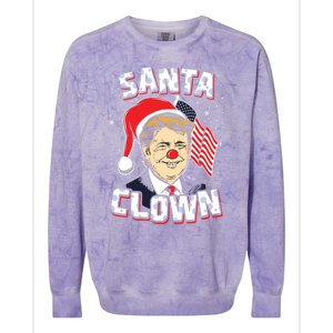 Santa Clown Us President Donald Trump With Santa Claus Hat Cool Gift Colorblast Crewneck Sweatshirt