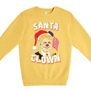 Santa Clown Us President Donald Trump With Santa Claus Hat Cool Gift Premium Crewneck Sweatshirt