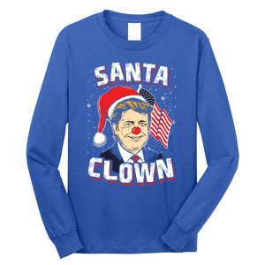 Santa Clown Us President Donald Trump With Santa Claus Hat Cool Gift Long Sleeve Shirt