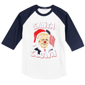 Santa Clown Us President Donald Trump With Santa Claus Hat Cool Gift Baseball Sleeve Shirt