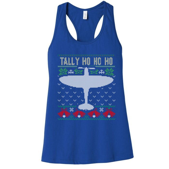 Spitfire Christmas Ugly Jumper Style Airplane Aircraft Plane Meaningful Gift Women's Racerback Tank