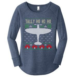 Spitfire Christmas Ugly Jumper Style Airplane Aircraft Plane Meaningful Gift Women's Perfect Tri Tunic Long Sleeve Shirt