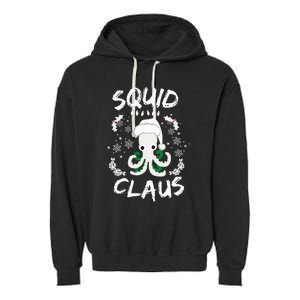 Squid Clause Ugly Christmas Sweater Xmas Holiday Pajama Garment-Dyed Fleece Hoodie