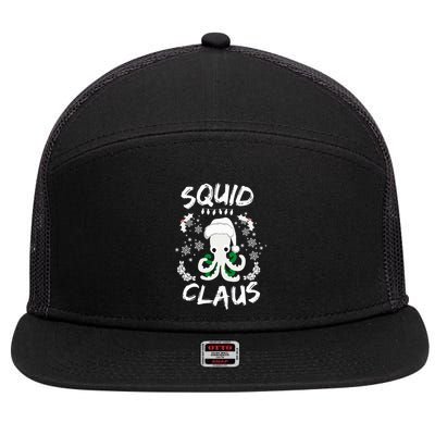 Squid Clause Ugly Christmas Sweater Xmas Holiday Pajama 7 Panel Mesh Trucker Snapback Hat