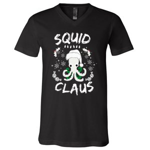 Squid Clause Ugly Christmas Sweater Xmas Holiday Pajama V-Neck T-Shirt