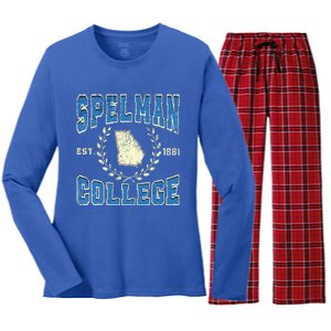 Spelman College University Athletic Sports Women's Long Sleeve Flannel Pajama Set 