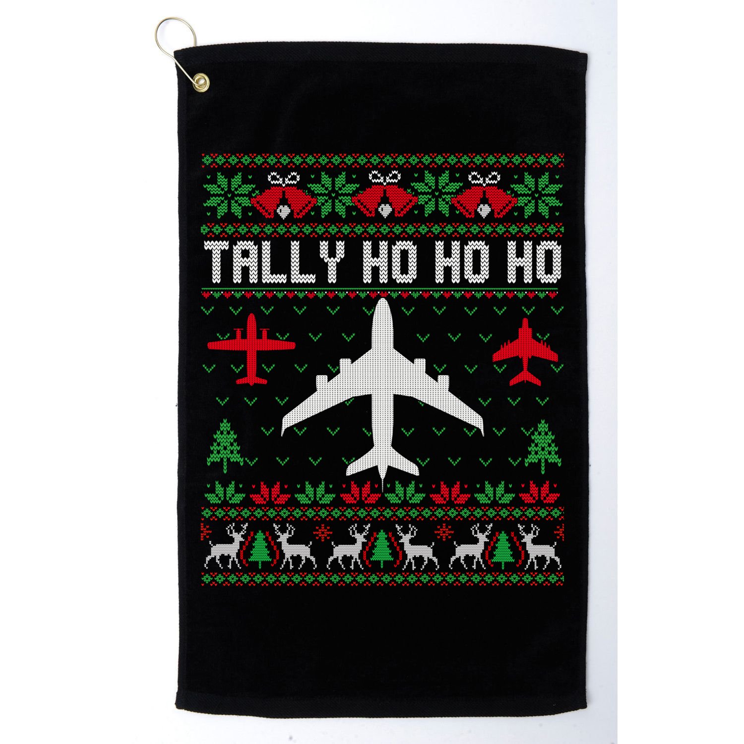 Spitfire Christmas Ugly Jumper Style Airplane Aircraft Plane Cute Gift Golf Towel