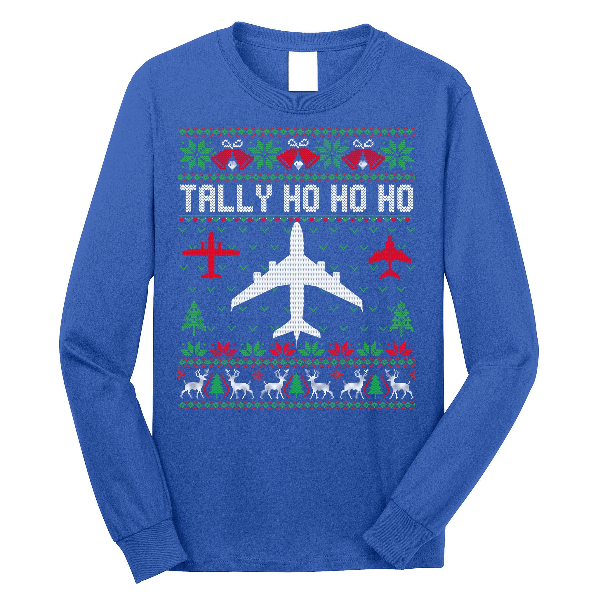 Spitfire Christmas Ugly Jumper Style Airplane Aircraft Plane Cute Gift Long Sleeve Shirt