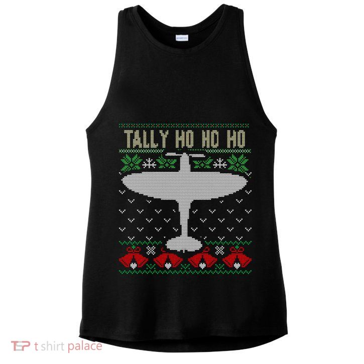 Spitfire Christmas Ugly Jumper Style Airplane Aircraft Plane Gift Ladies PosiCharge Tri-Blend Wicking Tank