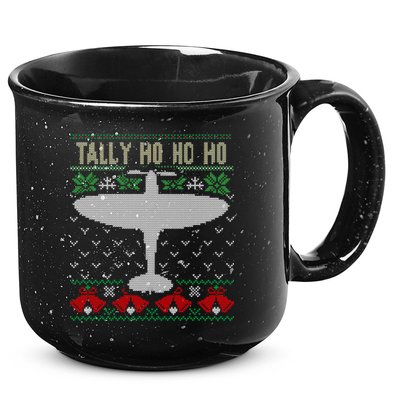 Spitfire Christmas Ugly Jumper Style Airplane Aircraft Plane Gift 15oz Campfire Ceramic Mug