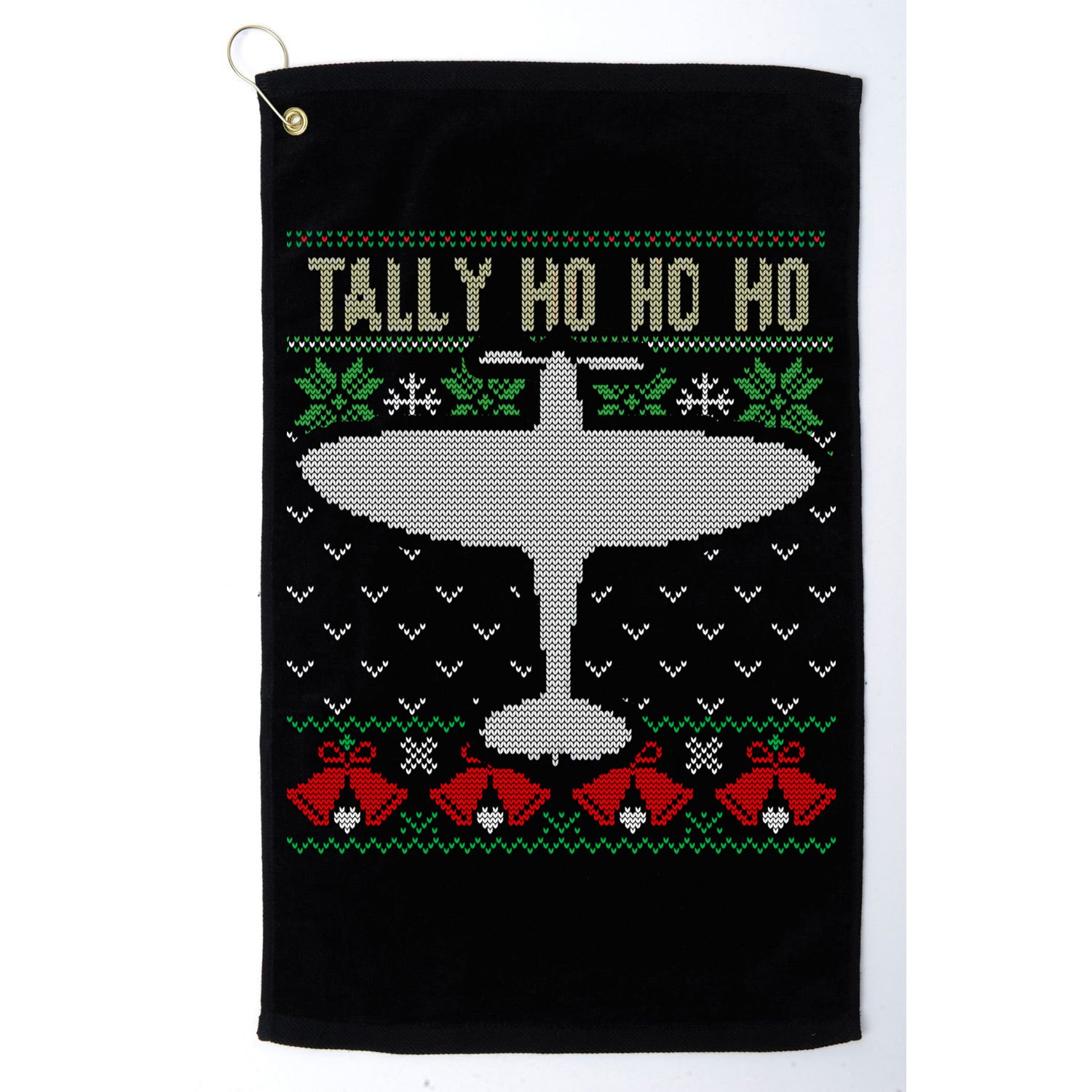 Spitfire Christmas Ugly Jumper Style Airplane Aircraft Plane Gift Golf Towel