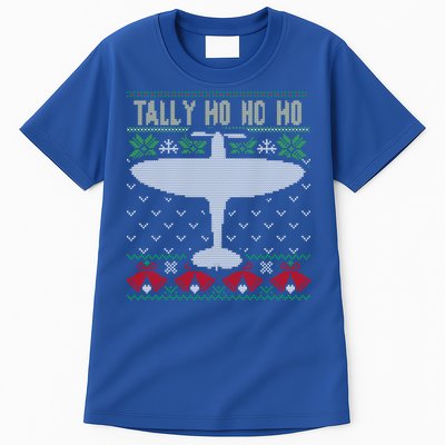 Spitfire Christmas Ugly Jumper Style Airplane Aircraft Plane Gift Tall T-Shirt