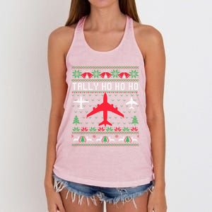 Spitfire Christmas Ugly Jumper Style Airplane Aircraft Plane Gift Women's Knotted Racerback Tank