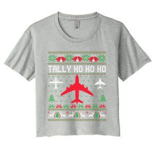 Spitfire Christmas Ugly Jumper Style Airplane Aircraft Plane Gift Women's Crop Top Tee