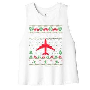 Spitfire Christmas Ugly Jumper Style Airplane Aircraft Plane Gift Women's Racerback Cropped Tank