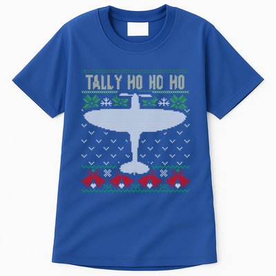Spitfire Christmas Ugly Jumper Style Airplane Aircraft Plane Gift Tall T-Shirt