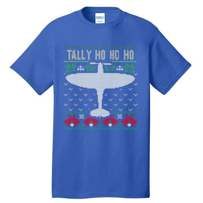 Spitfire Christmas Ugly Jumper Style Airplane Aircraft Plane Gift Tall T-Shirt