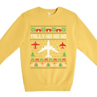 Spitfire Christmas Ugly Jumper Style Airplane Aircraft Plane Gift Premium Crewneck Sweatshirt