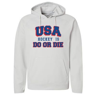 Spittin Chiclets Usa Hockey Is Do Or Die Performance Fleece Hoodie