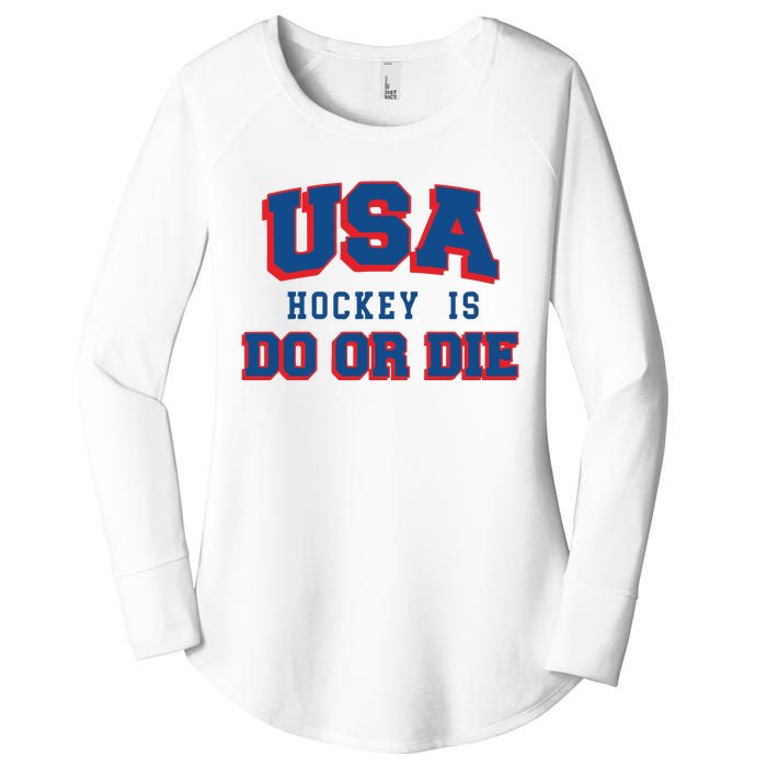 Spittin Chiclets Usa Hockey Is Do Or Die Women's Perfect Tri Tunic Long Sleeve Shirt