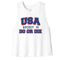 Spittin Chiclets Usa Hockey Is Do Or Die Women's Racerback Cropped Tank