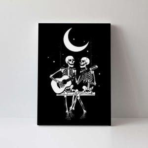 Skeleton Couple Under The Moon Playing Guitar Graphic Canvas