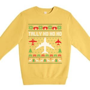 Spitfire Christmas Ugly Jumper Style Airplane Aircraft Plane Gift Premium Crewneck Sweatshirt