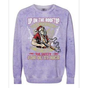 Santa Claus Up On The Rooftop Click Click Click Funny Funny Gift Colorblast Crewneck Sweatshirt