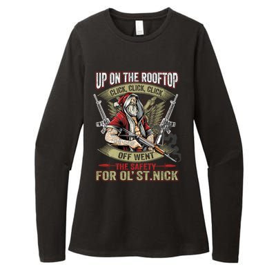 Santa Claus Up On The Rooftop Click Click Click Funny Funny Gift Womens CVC Long Sleeve Shirt