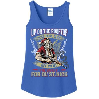 Santa Claus Up On The Rooftop Click Click Click Funny Funny Gift Ladies Essential Tank