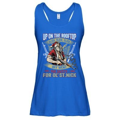 Santa Claus Up On The Rooftop Click Click Click Funny Funny Gift Ladies Essential Flowy Tank