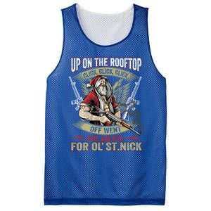 Santa Claus Up On The Rooftop Click Click Click Funny Funny Gift Mesh Reversible Basketball Jersey Tank