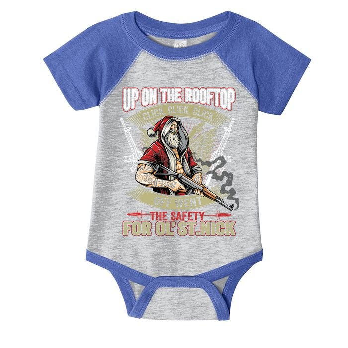 Santa Claus Up On The Rooftop Click Click Click Funny Funny Gift Infant Baby Jersey Bodysuit