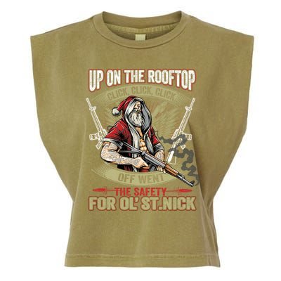 Santa Claus Up On The Rooftop Click Click Click Funny Funny Gift Garment-Dyed Women's Muscle Tee