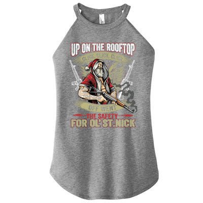 Santa Claus Up On The Rooftop Click Click Click Funny Funny Gift Women's Perfect Tri Rocker Tank