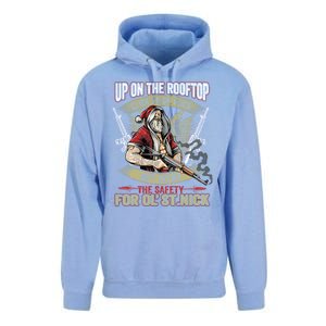 Santa Claus Up On The Rooftop Click Click Click Funny Funny Gift Unisex Surf Hoodie