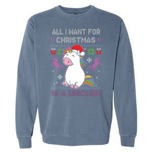 Santa Claus Unicorn Xmas Garment-Dyed Sweatshirt