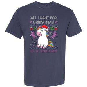 Santa Claus Unicorn Xmas Garment-Dyed Heavyweight T-Shirt