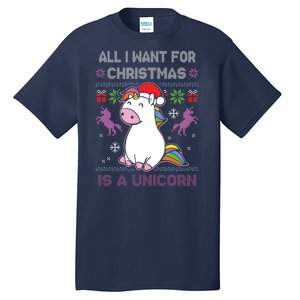 Santa Claus Unicorn Xmas Tall T-Shirt